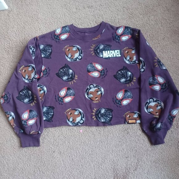 Marvel Sweatshirt‎ Black Panther Nikkolas Smith Women Graphic Purple Sz S Tee - Picture 2 of 8